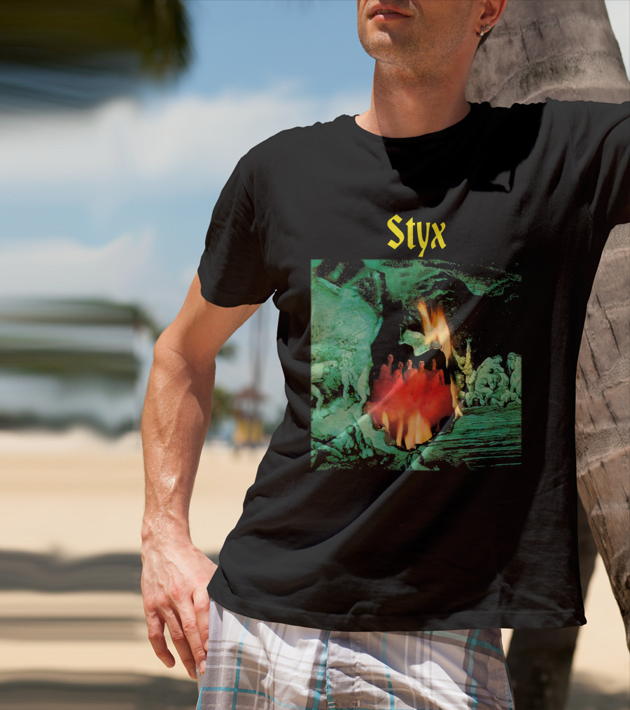 Styx Gothic Fantasy Art With Fire And Figures T-Shirt