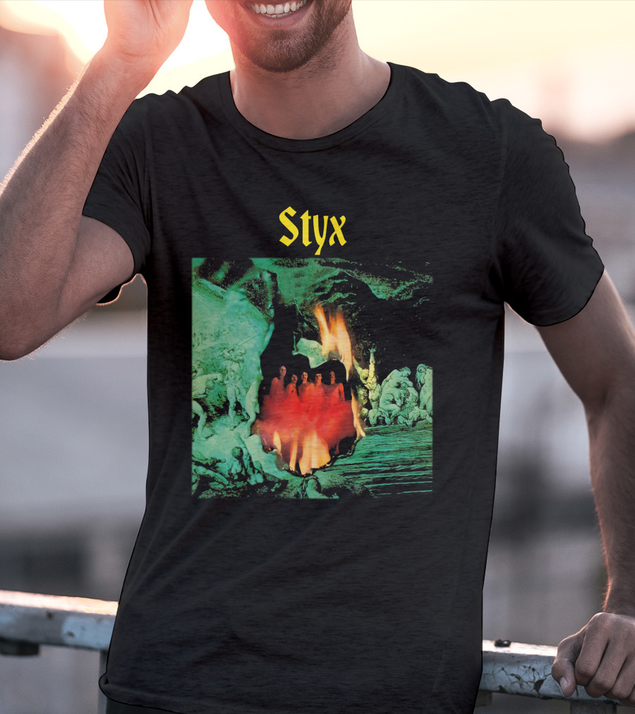 Styx Gothic Fantasy Art With Fire And Figures T-Shirt