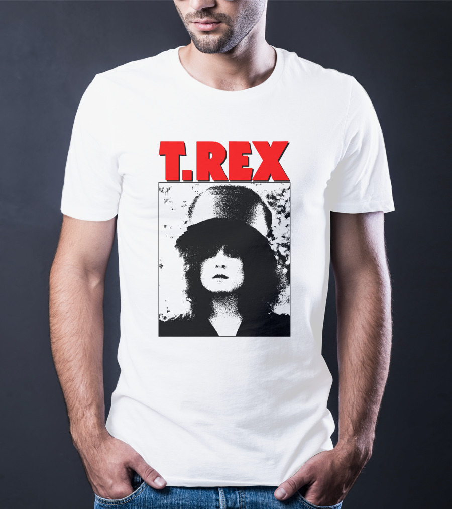 T. Rex Iconic Red Text With Black And White T-Shirt