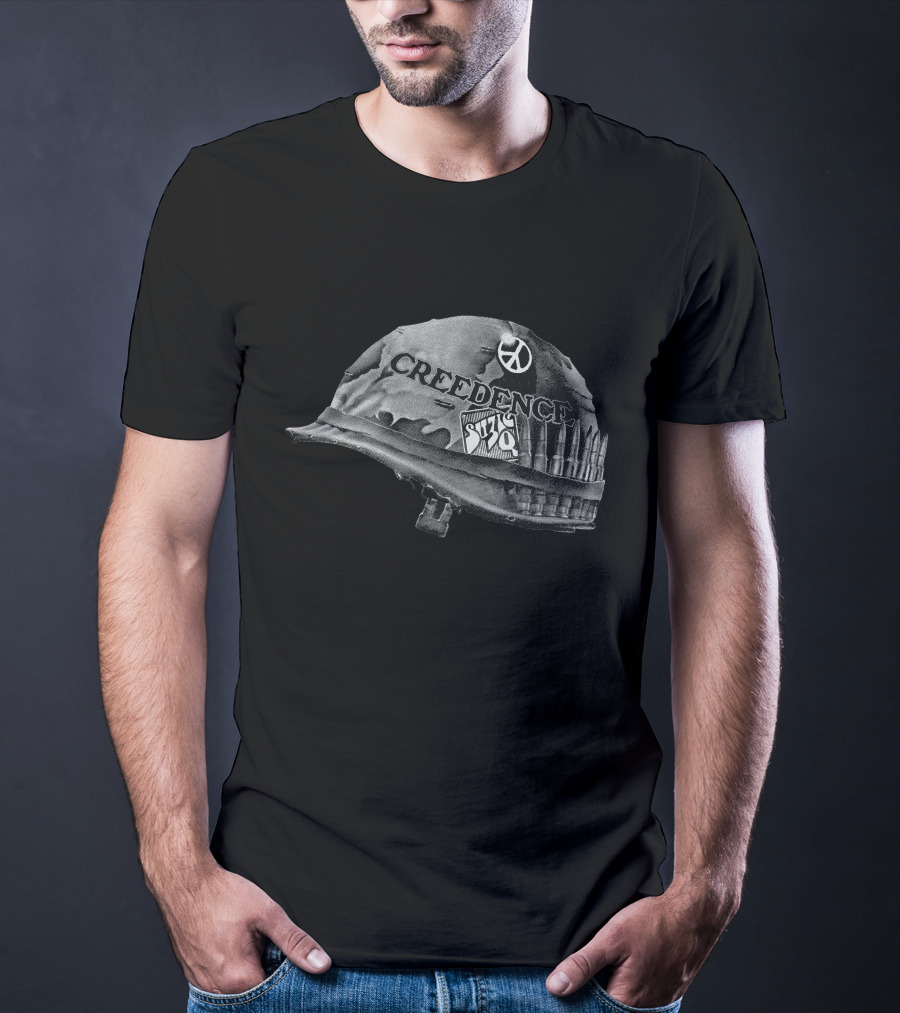Creedence Clearwater Revival Suzie Q Helmet With Peace Sign And Bullet Band T-Shirt