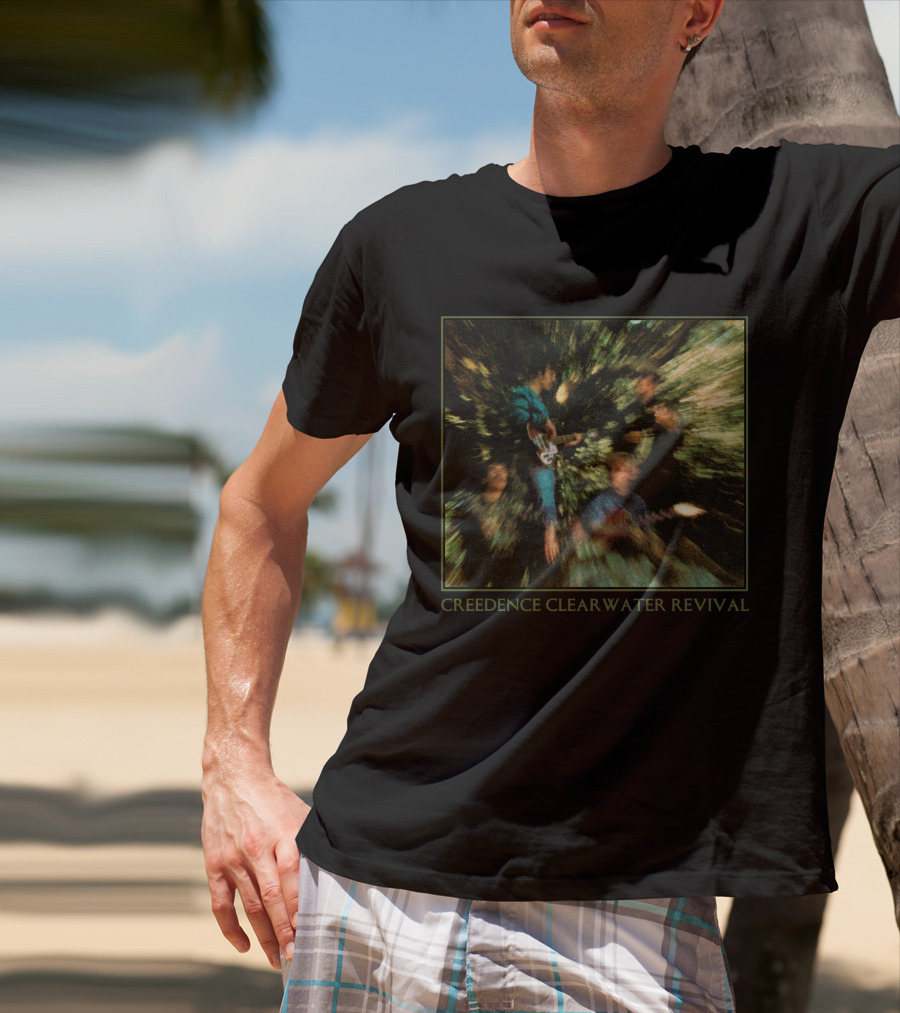 Creedence Clearwater Revival Band Members Blurred Forest Photo T-Shirt