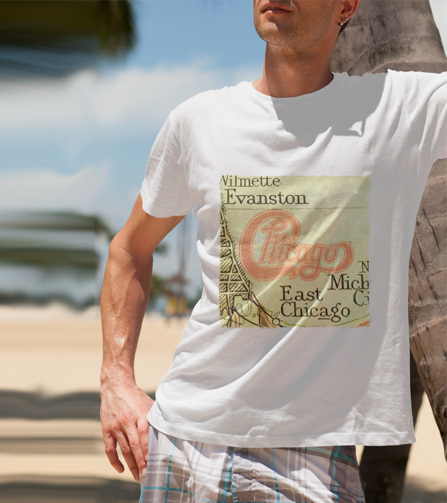 Chicago Map With Wilmette Evanston East Chicago T-Shirt