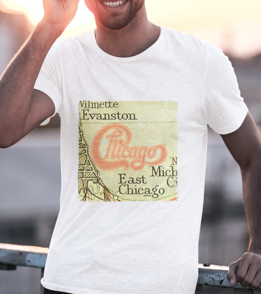 Chicago Map With Wilmette Evanston East Chicago T-Shirt