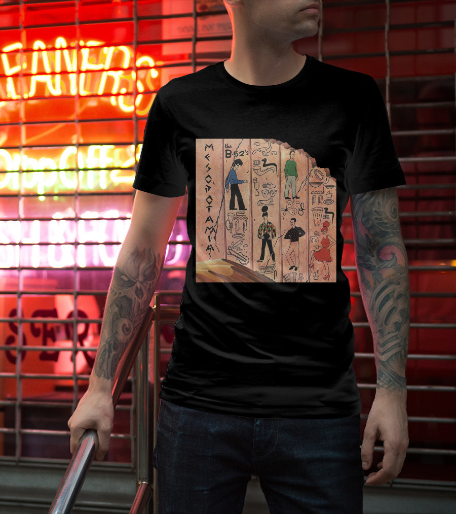 The B-52'S Mesopotamia Album Art With Band Members And Hieroglyphics T-Shirt