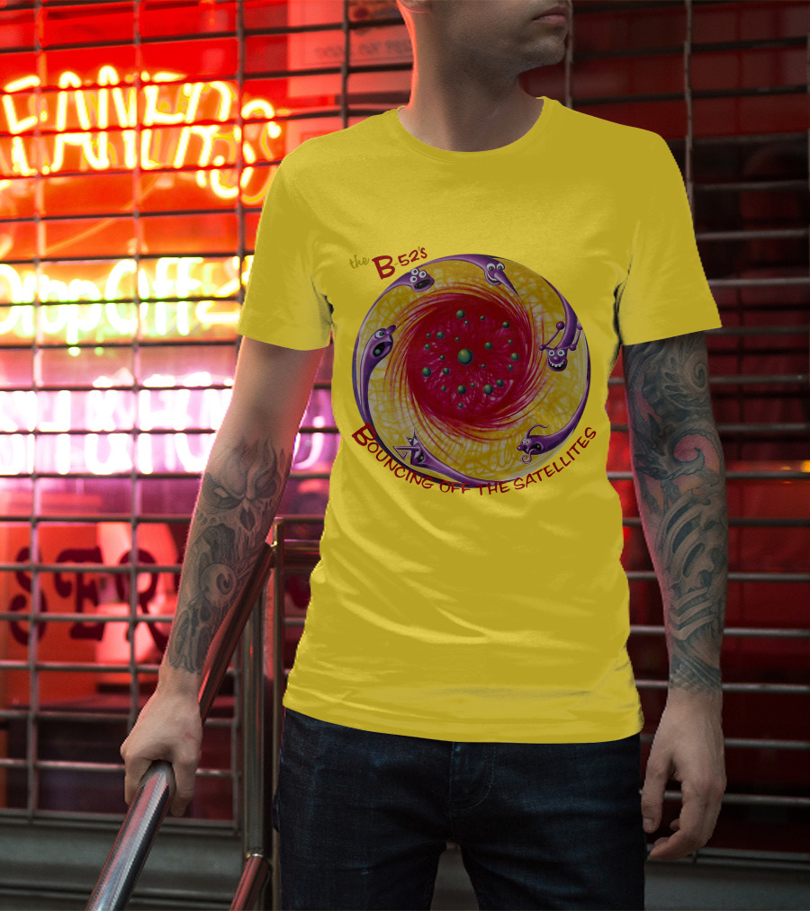 The B52'S Bouncing Off The Satellites Alien Cartoon Orbit T-Shirt