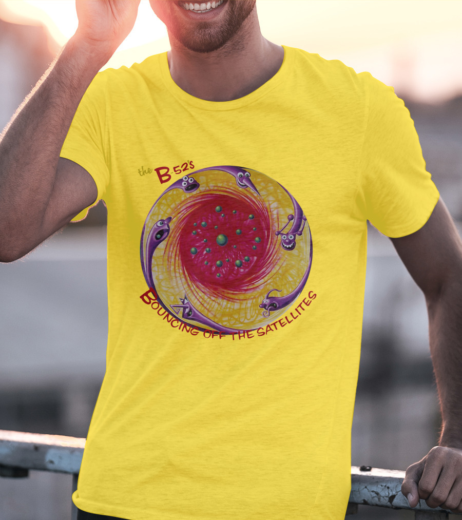 The B52'S Bouncing Off The Satellites Alien Cartoon Orbit T-Shirt