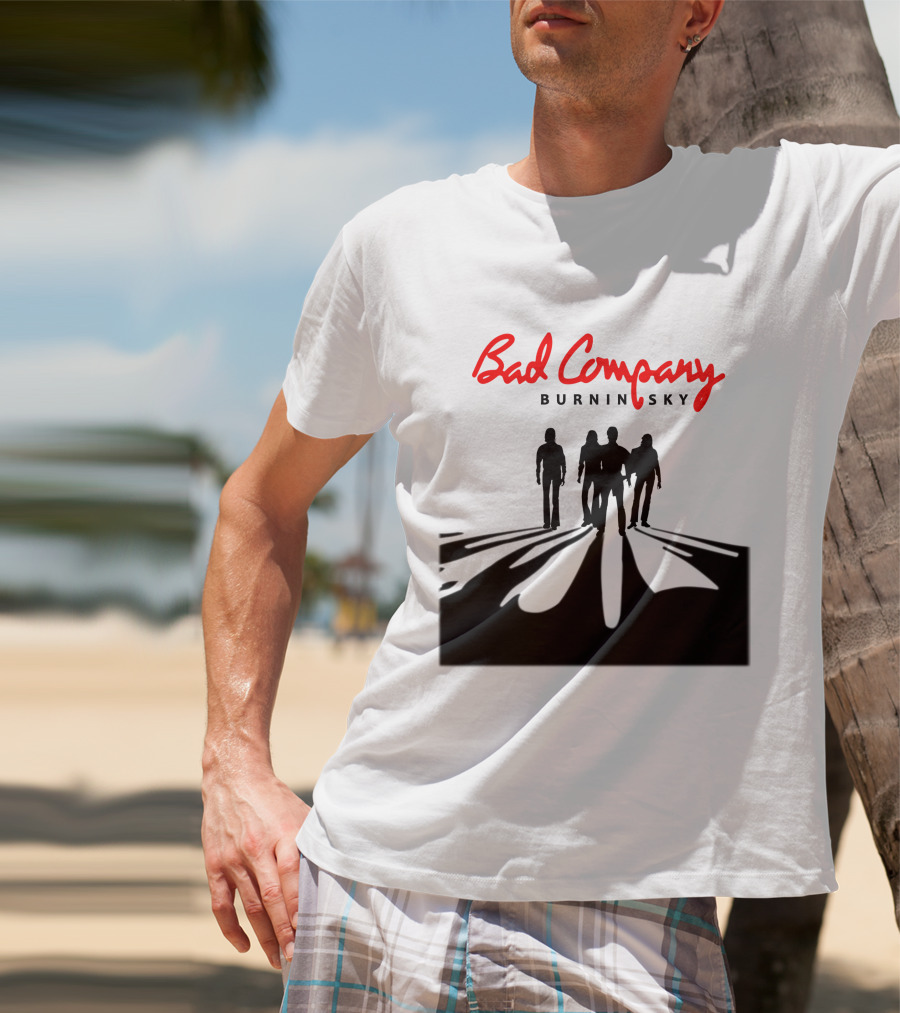 Bad Company Burnin' Sky Silhouette Walking Down Road T-Shirt