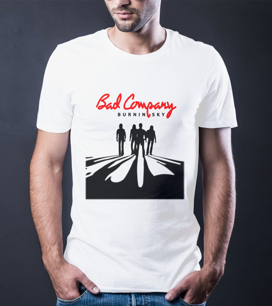 Bad Company Burnin' Sky Silhouette Walking Down Road T-Shirt