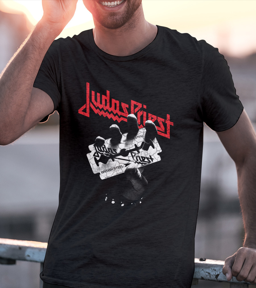 Judas Priest British Steel Razor Blade And Fist T-Shirt