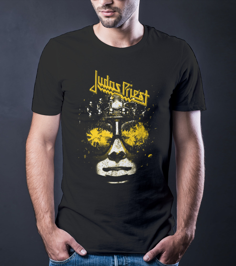 Judas Priest Explosive Helmet Sunglasses Face T-Shirt