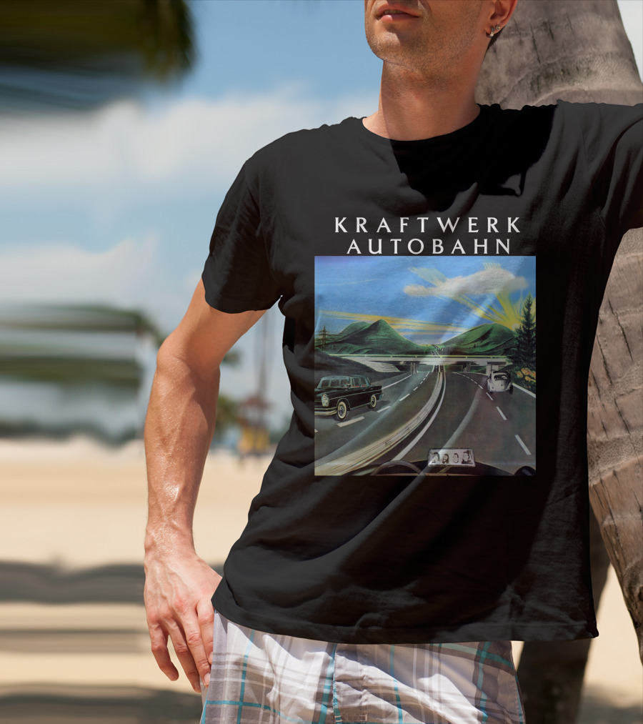 Kraftwerk Autobahn Scenic Highway Journey With Classic Cars And Mountains T-Shirt