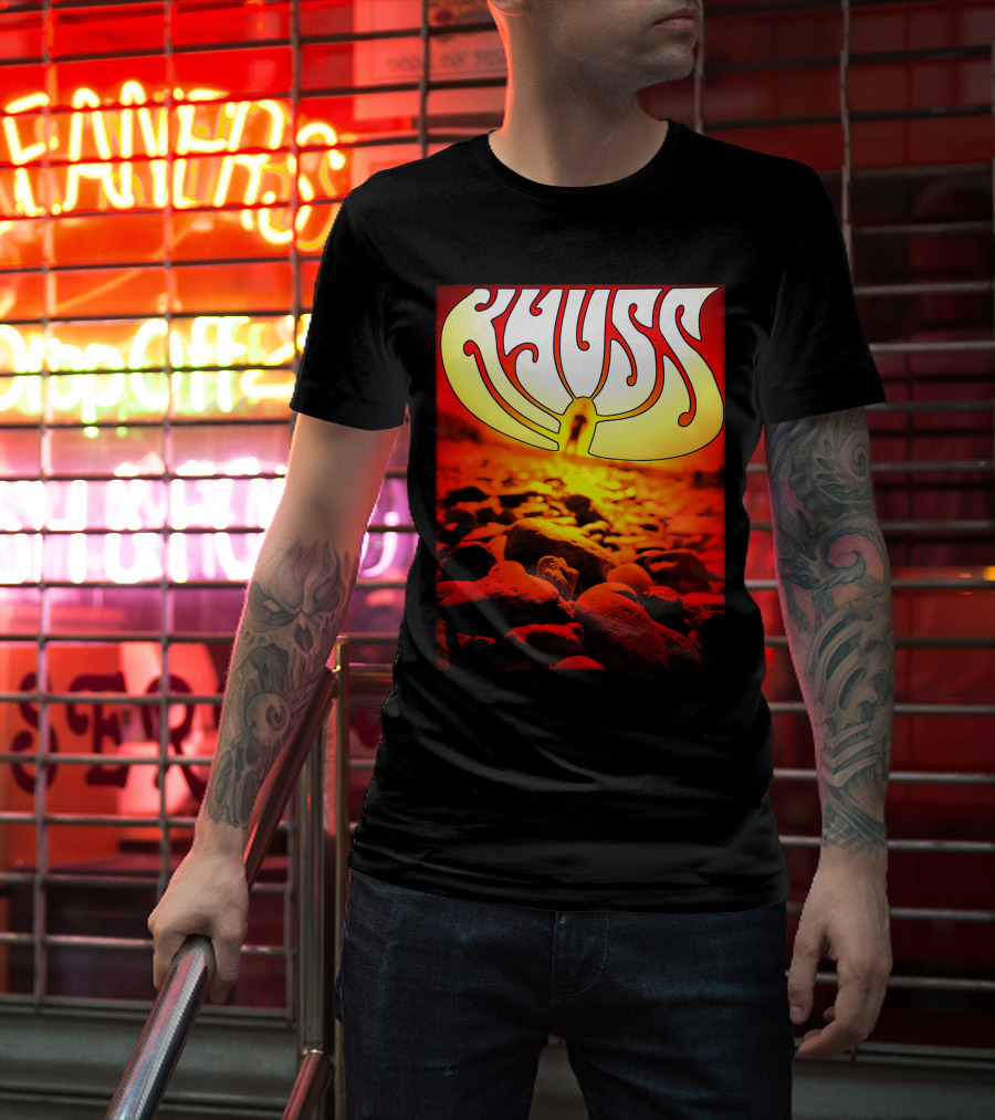 Kyuss Rock Band Logo With Sunset And Stones T-Shirt