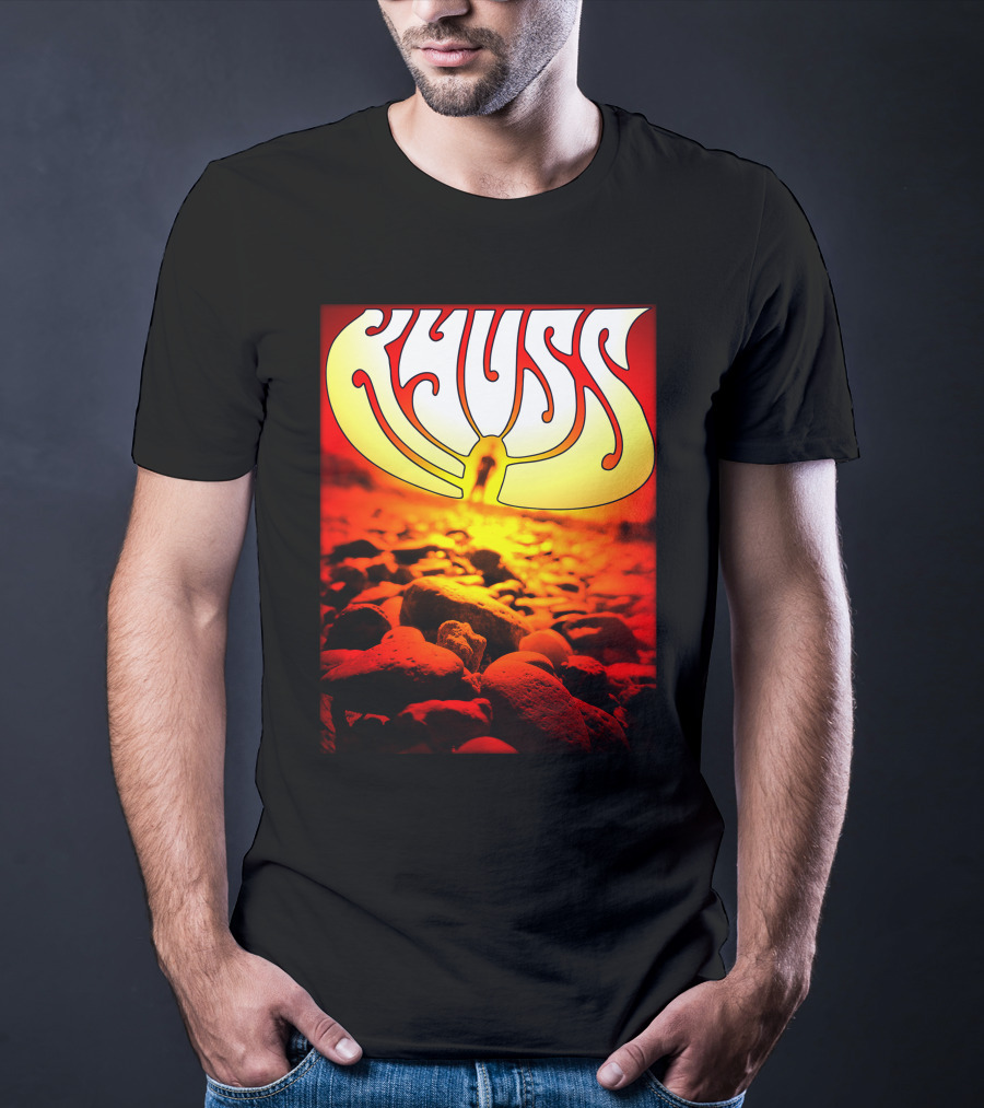 Kyuss Rock Band Logo With Sunset And Stones T-Shirt