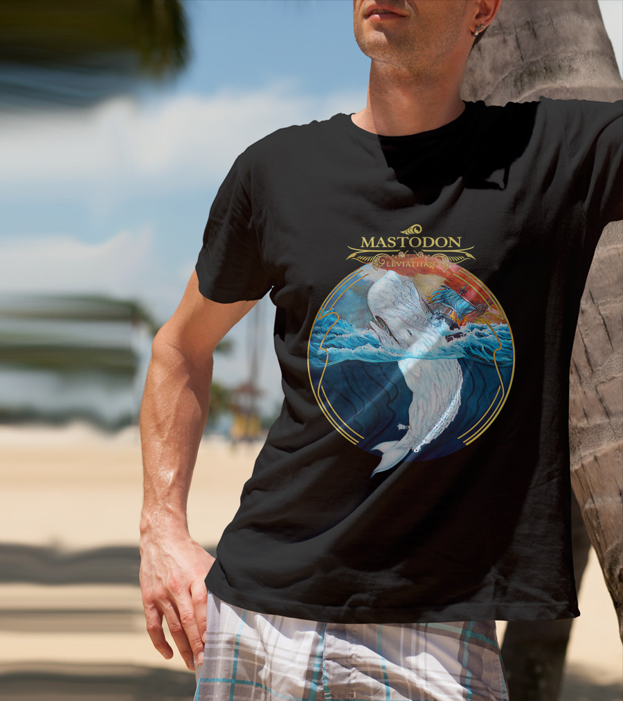 Mastodon Leviathan Moby Dick Whale Sea Battle T-Shirt