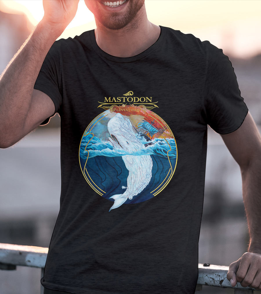 Mastodon Leviathan Moby Dick Whale Sea Battle T-Shirt
