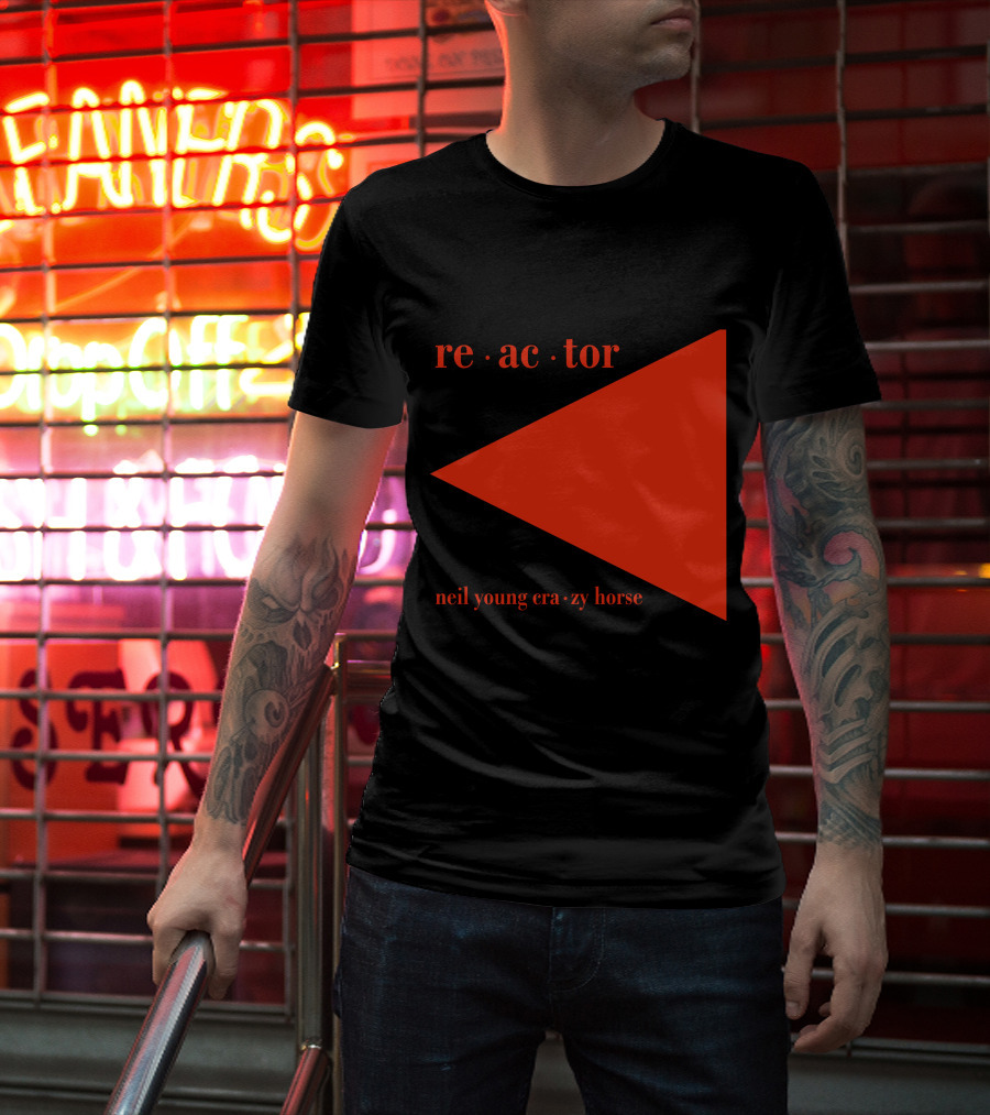 Reactor Neil Young Crazy Horse Red Triangle On Black T-Shirt