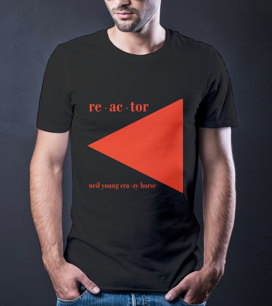 Reactor Neil Young Crazy Horse Red Triangle On Black T-Shirt