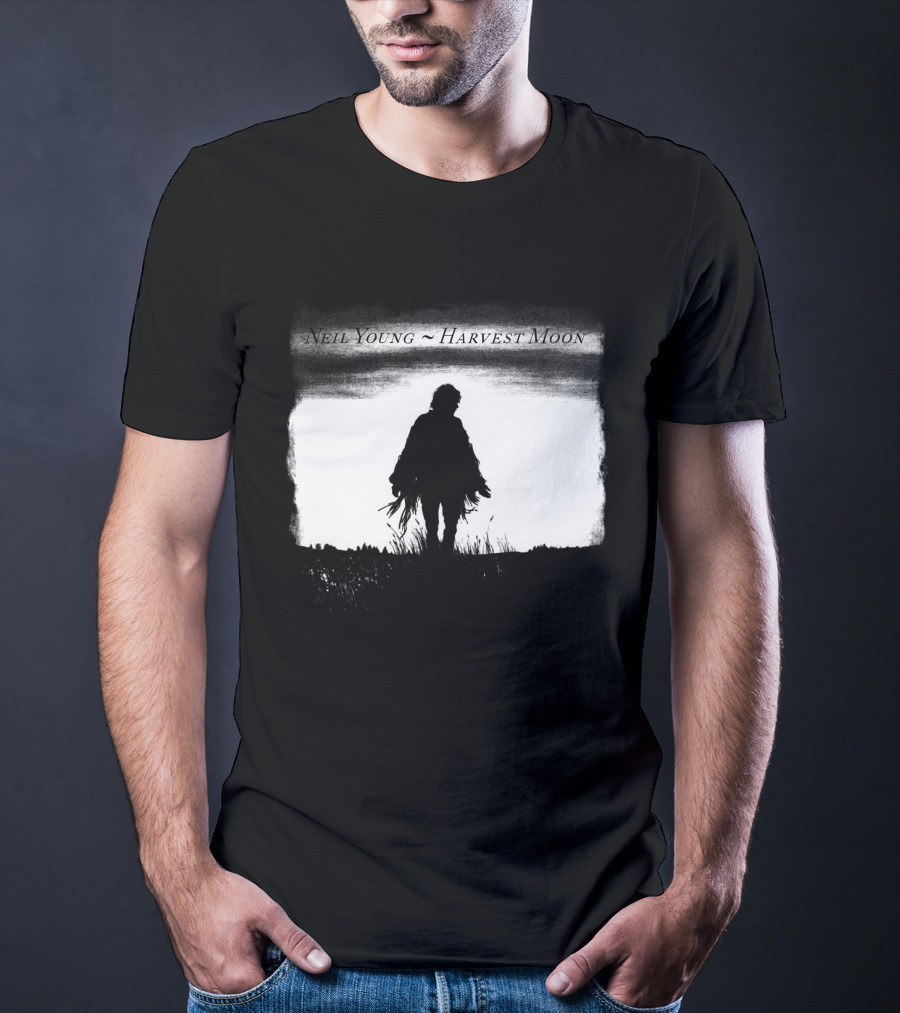 Neil Young Harvest Moon Silhouette Dark Horizon Scene T-Shirt