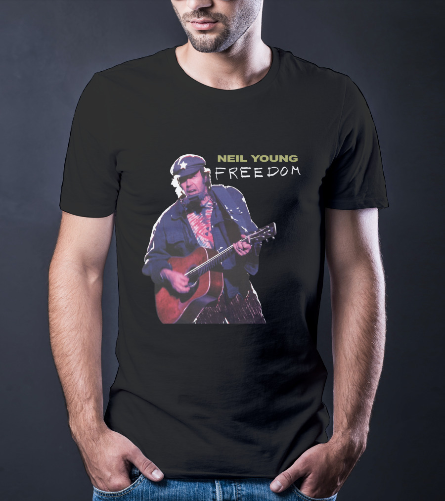 Neil Young Freedom Album Artwork Iconic Musician Performance T-Shirt