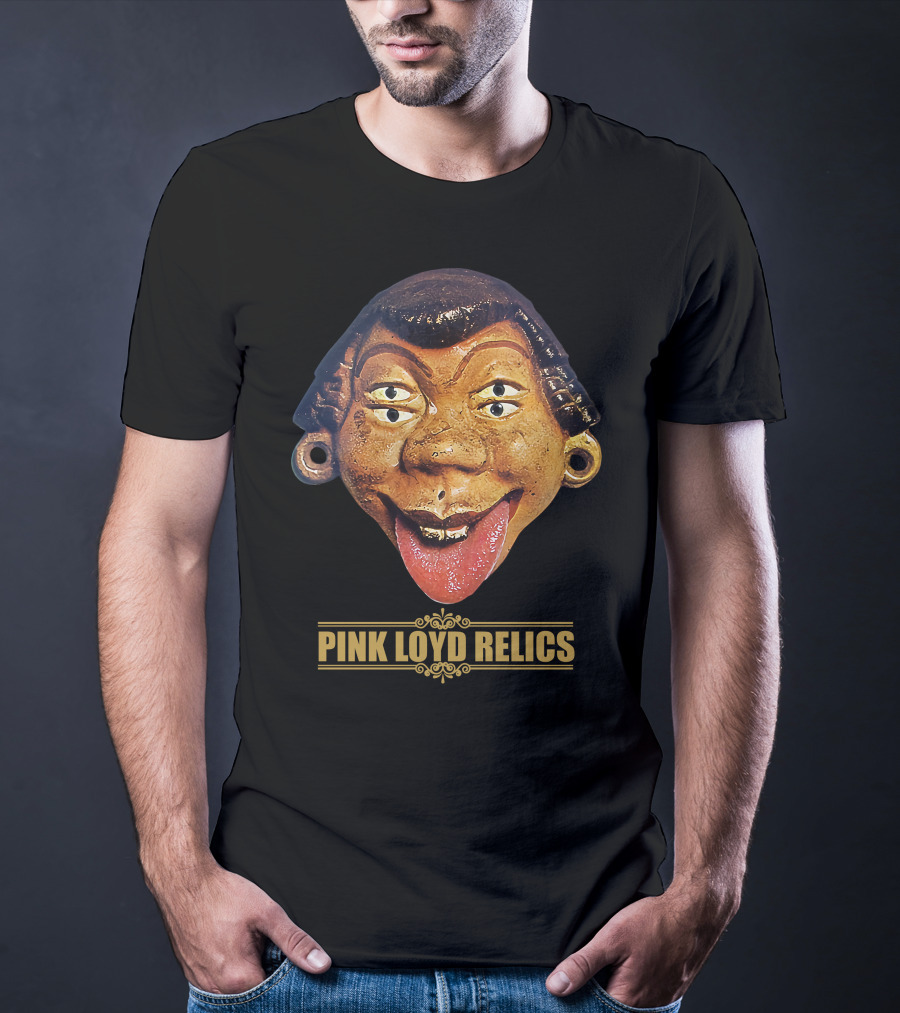 Pink Loyd Relics Four-Eyed Statue Face With Earrings And Tongue Out T-Shirt