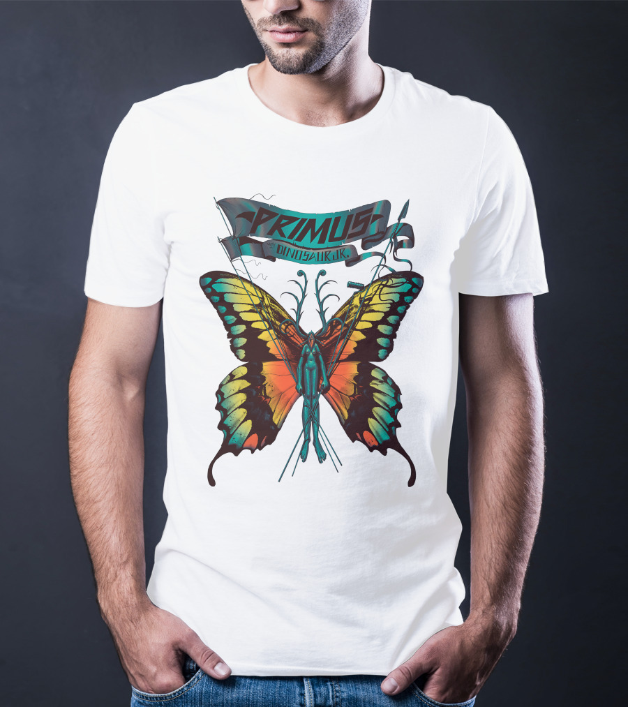 Primus With Dinosaur Jr Butterfly Artwork T-Shirt