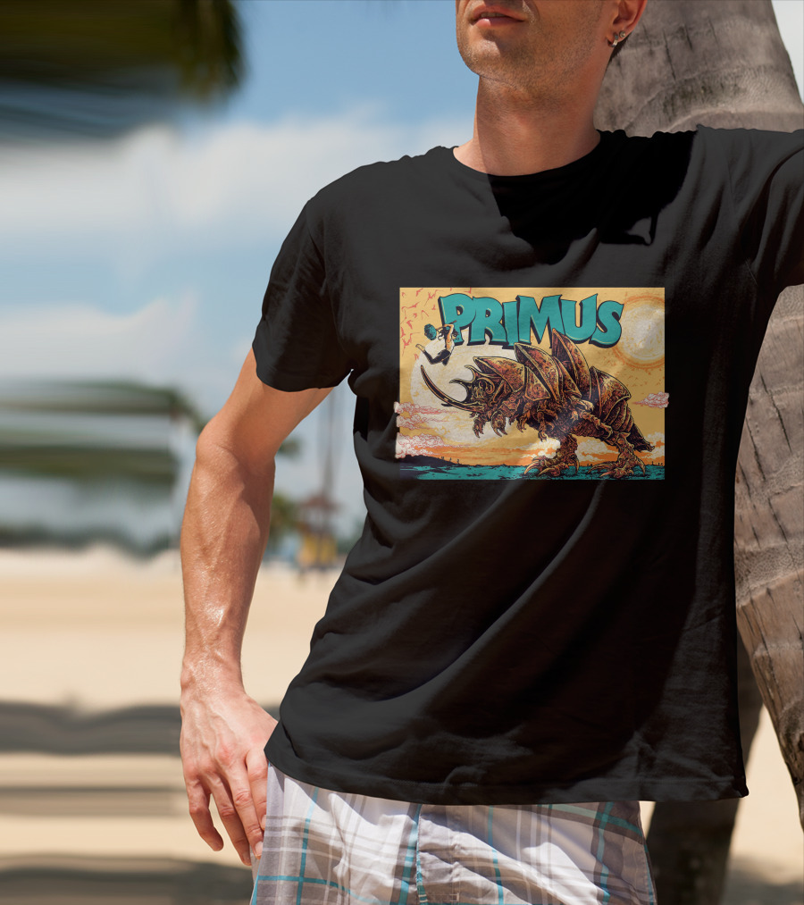 Primus Giant Insect Soldier With Suitcase Walking Into Sun T-Shirt