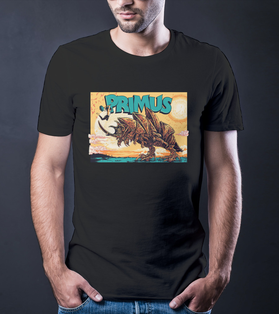 Primus Giant Insect Soldier With Suitcase Walking Into Sun T-Shirt