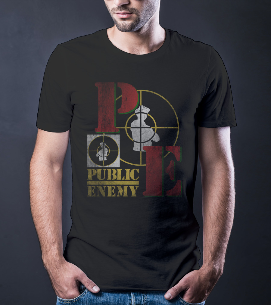 Public Enemy Logo With Target Symbol And Silhouette T-Shirt