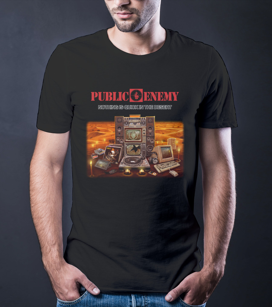 Public Enemy Nothing Is Quick In The Desert Vintage Electronics Desert Scene T-Shirt