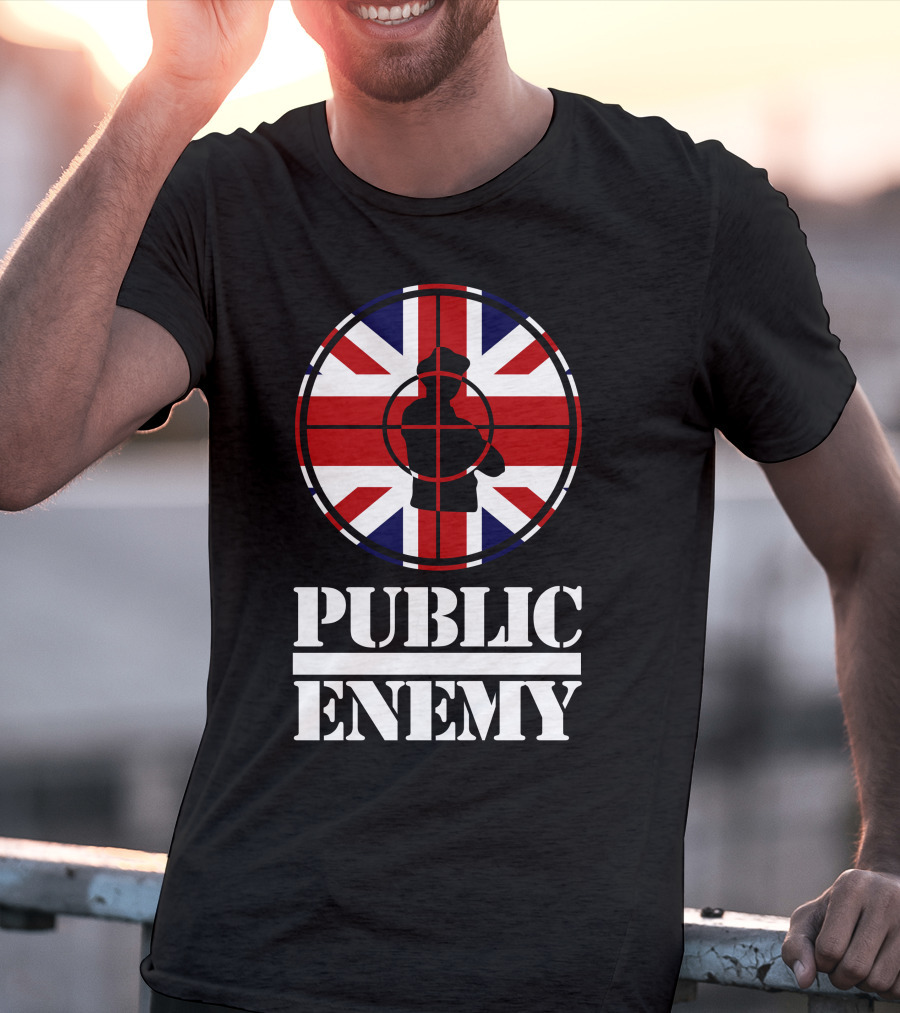 Public Enemy Target Silhouette Uk Flag T-Shirt