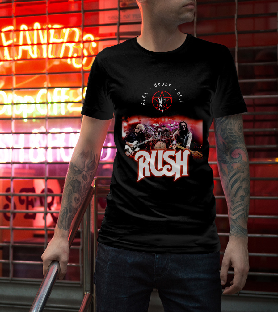 Rush Alex Geddy Neil Live Performance Iconic Band T-Shirt