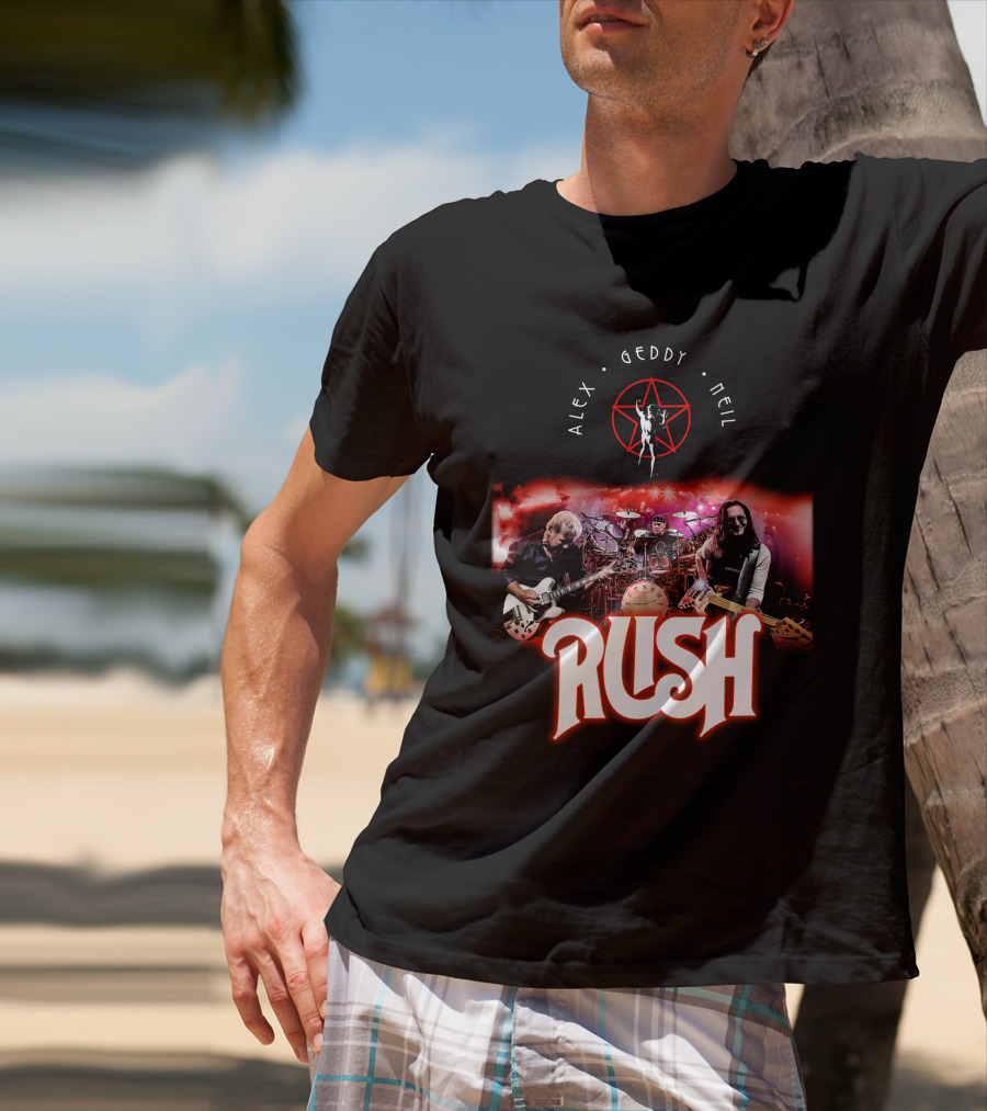 Rush Alex Geddy Neil Live Performance Iconic Band T-Shirt