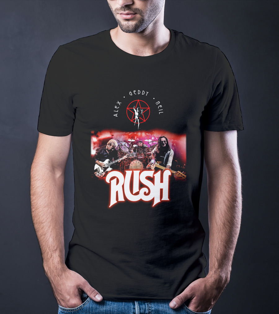 Rush Alex Geddy Neil Live Performance Iconic Band T-Shirt