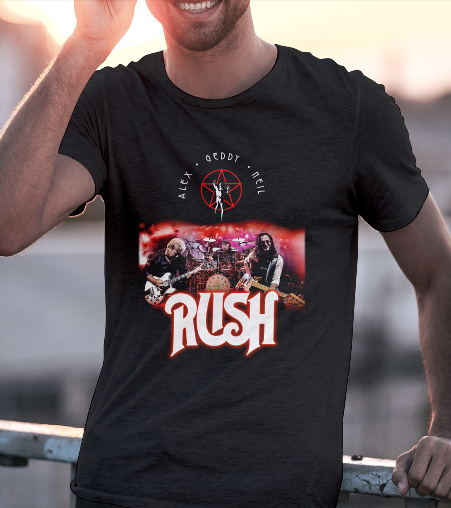 Rush Alex Geddy Neil Live Performance Iconic Band T-Shirt