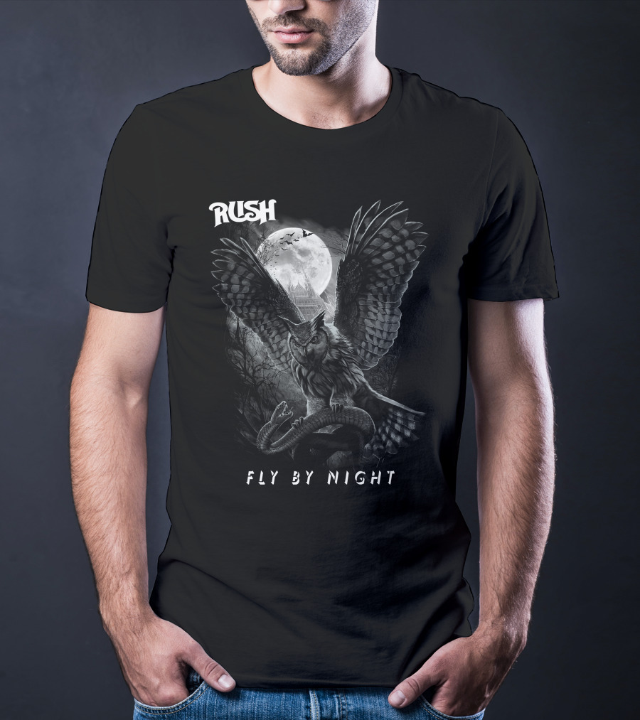 Rush Fly By Night Owl And Full Moon T-Shirt