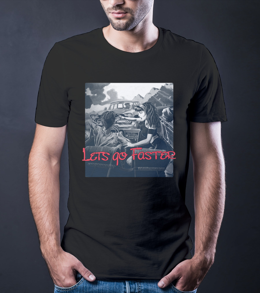 Lets Go Faster Vintage Car Scene T-Shirt