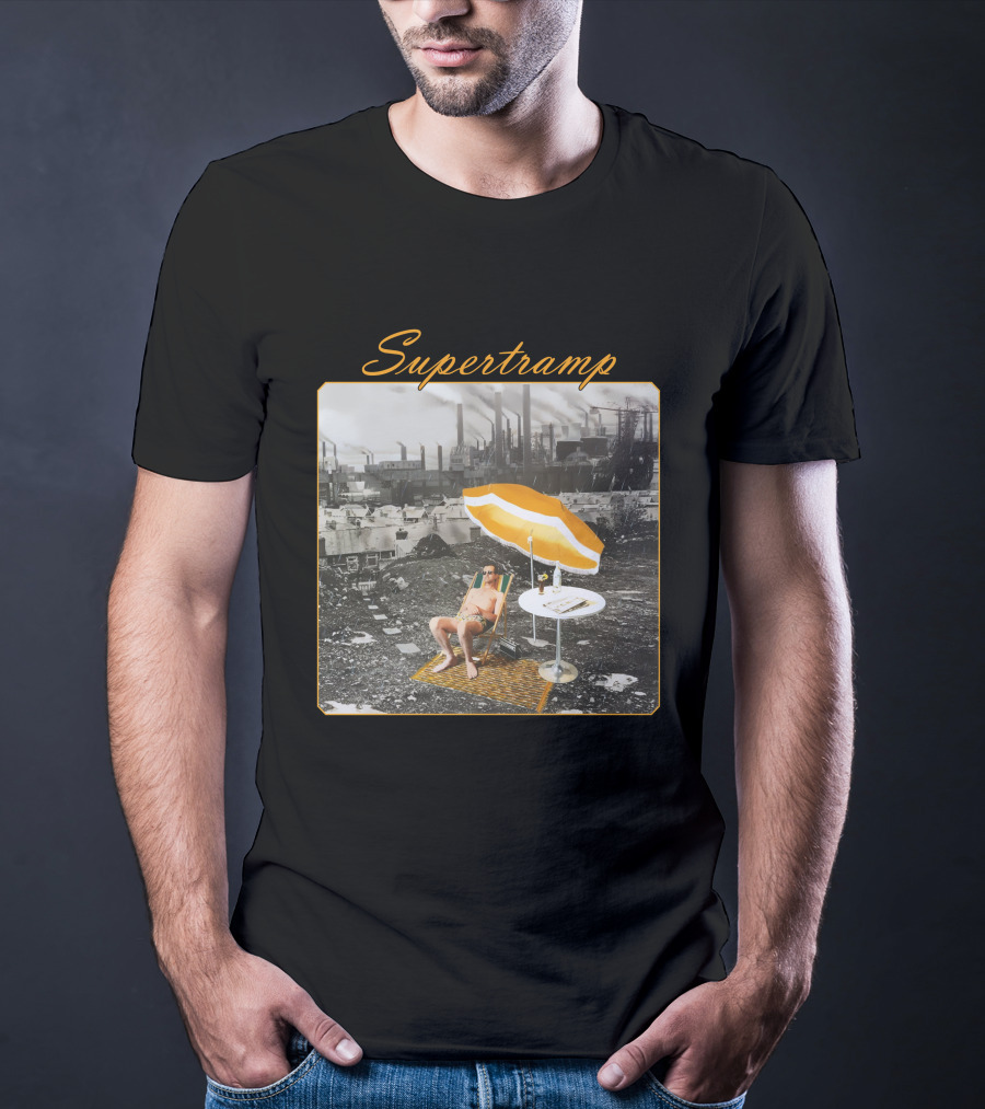 Supertramp Urban Industrial Paradise Imagery With Factory Backdrop And Relaxing Figure T-Shirt