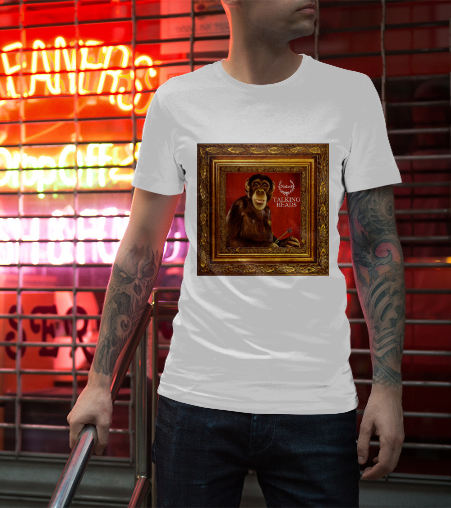 Naked Talking Heads  Chimpanzee Portrait With Crown Wreath Elements T-Shirt