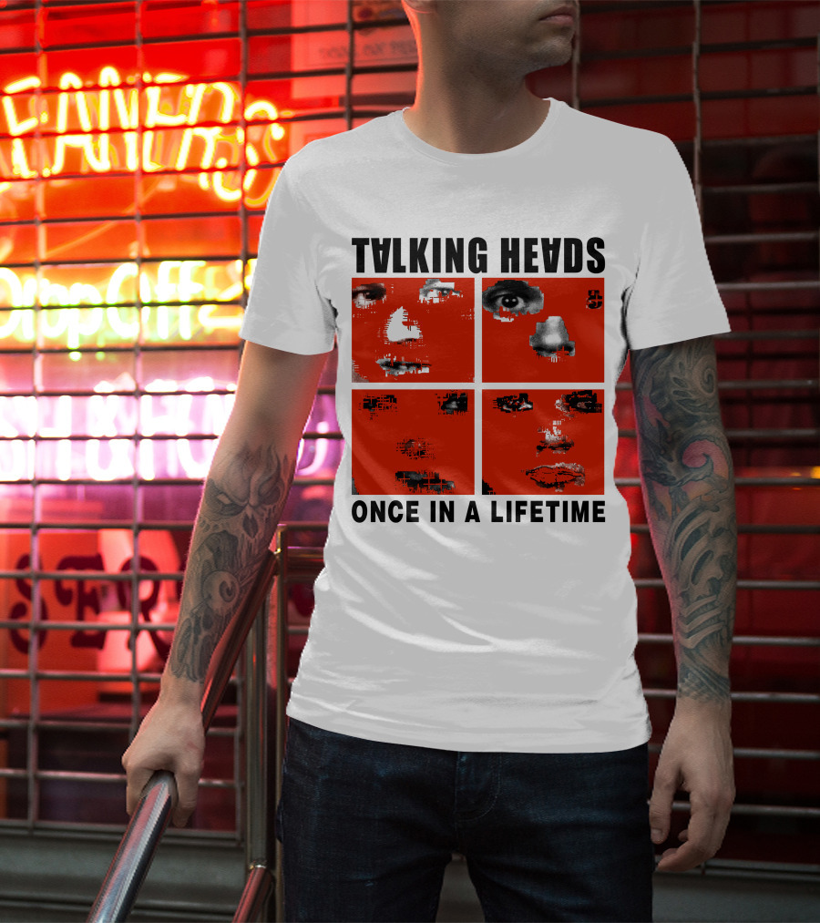 Talking Heads Once In A Lifetime Faces Red Squares T-Shirt