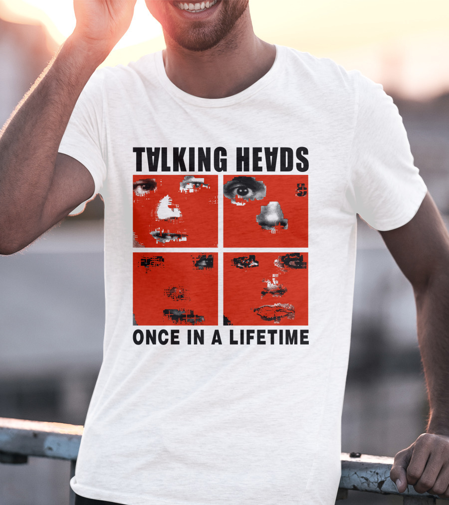 Talking Heads Once In A Lifetime Faces Red Squares T-Shirt