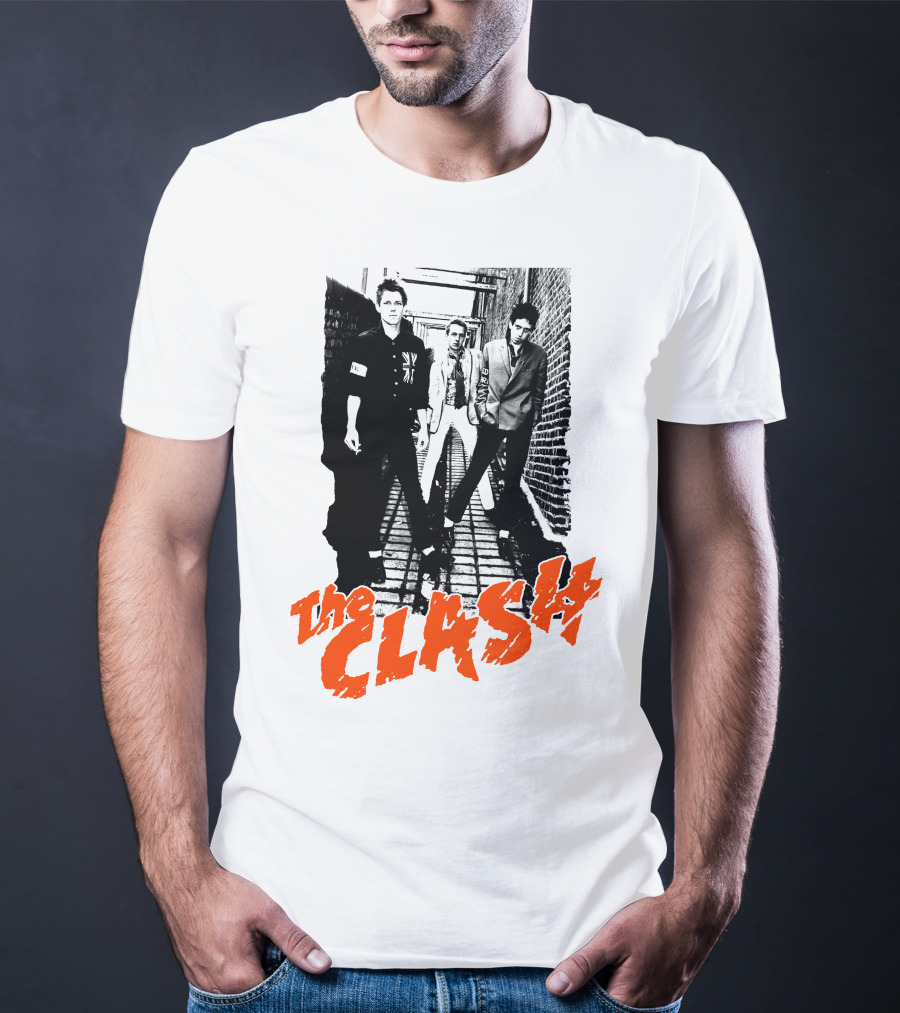 The Clash Band Black And White Alley Photograph With Red T-Shirt