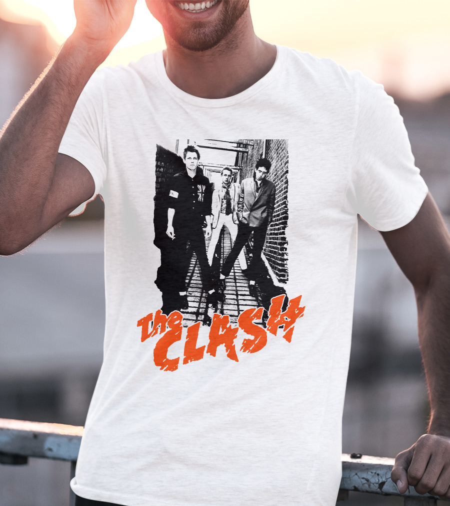 The Clash Band Black And White Alley Photograph With Red T-Shirt