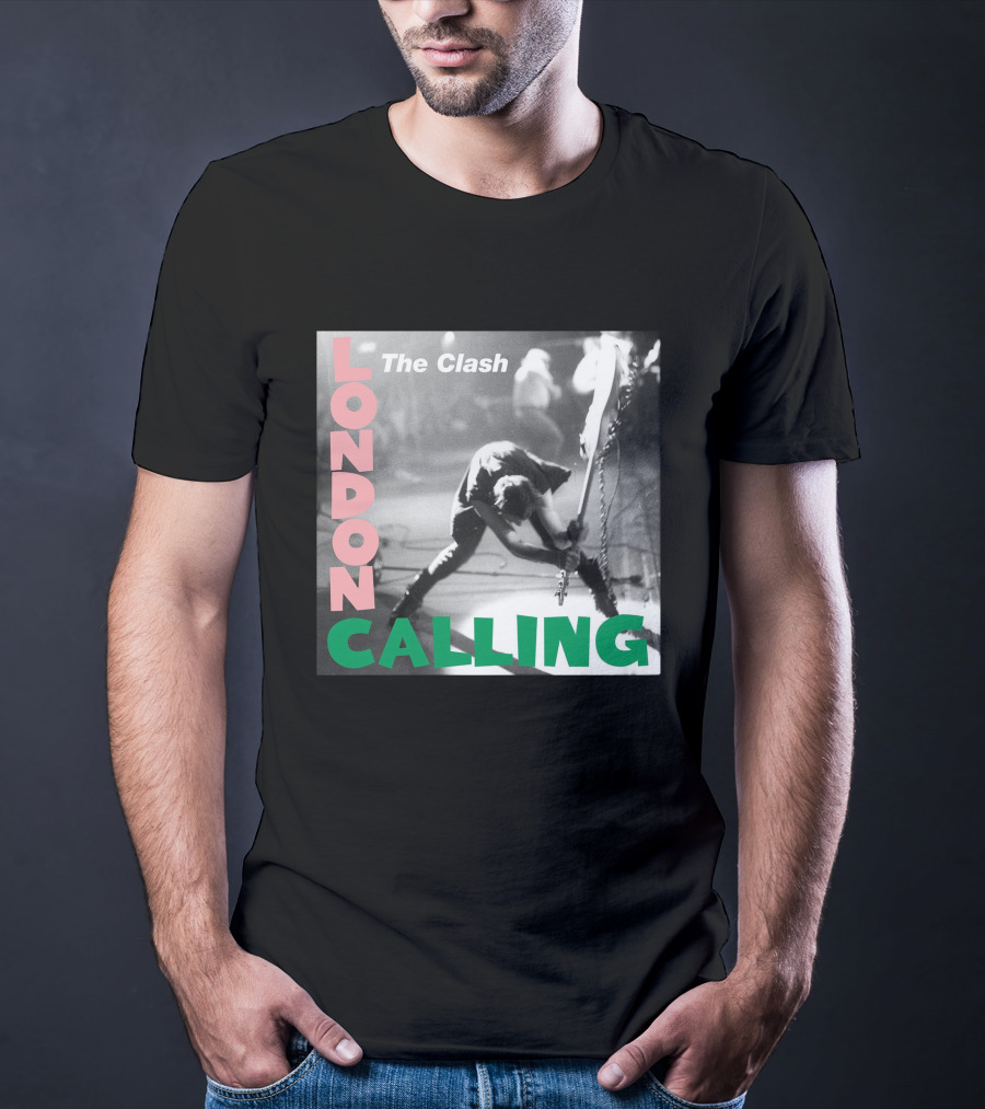 The Clash London Calling Album Cover Black And White Photo Iconic Rock Band T-Shirt
