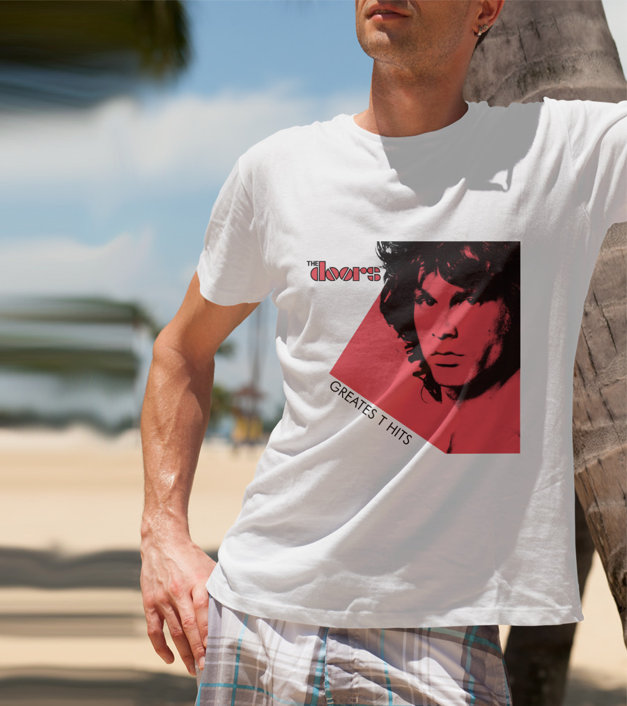 The Doors Greatest Hits Jim Morrison Red And Black T-Shirt