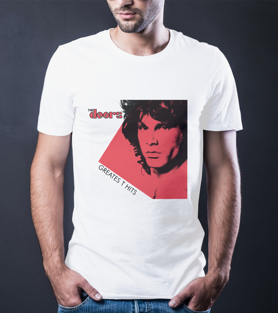 The Doors Greatest Hits Jim Morrison Red And Black T-Shirt