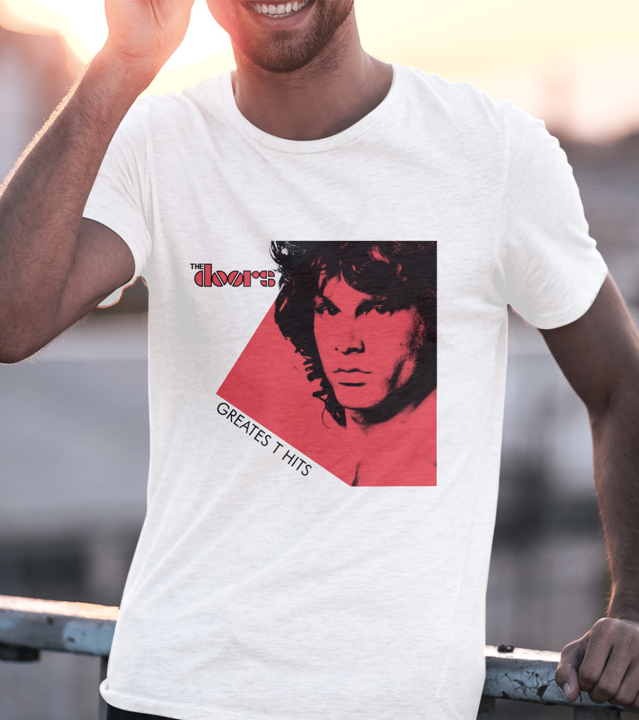 The Doors Greatest Hits Jim Morrison Red And Black T-Shirt