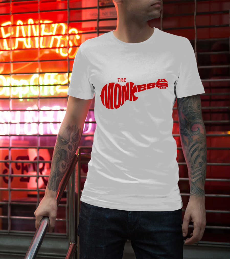 The Monkees Logo Guitar Shape Red T-Shirt
