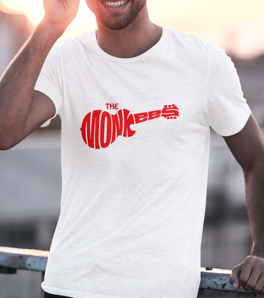 The Monkees Logo Guitar Shape Red T-Shirt