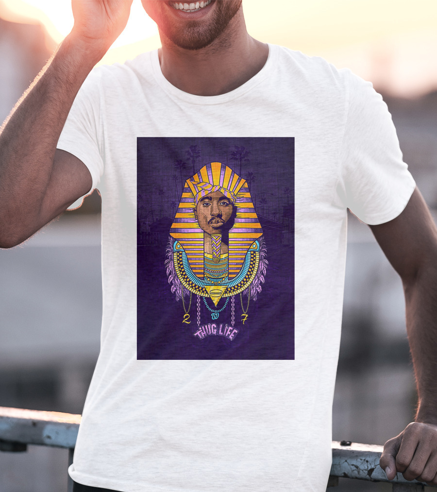 Tupac Pharaoh Thug Life Egyptian Style 27 Palms T-Shirt