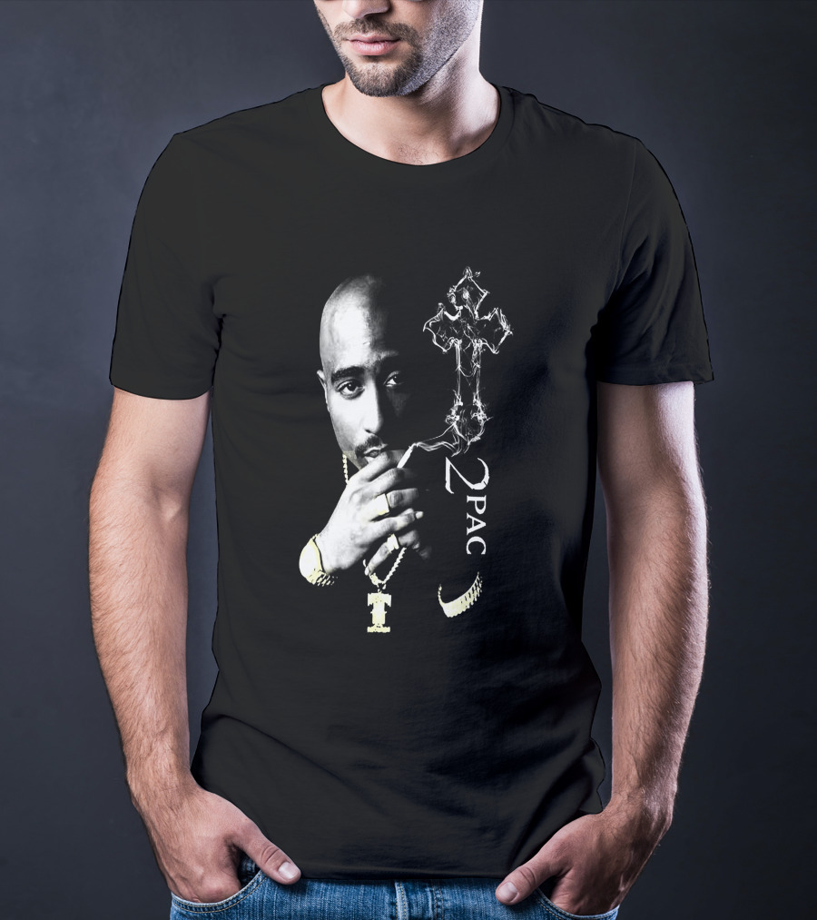 2Pac Portrait Tpsk 18 With Cross T-Shirt
